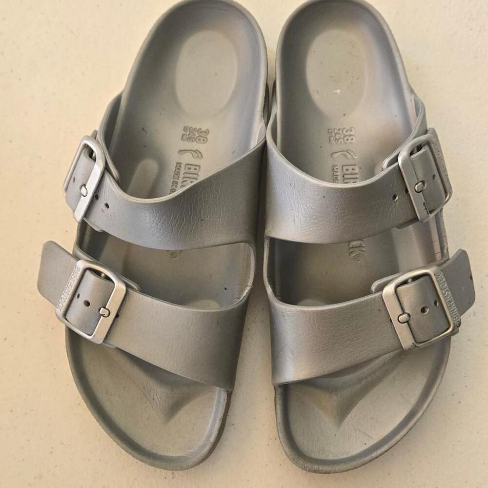 Birkenstock gray silver sandals 38